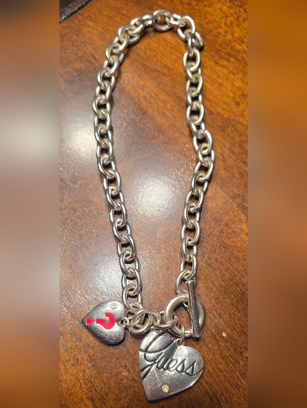 Guess Chain Link Necklace, Branded Charms, Good Condition